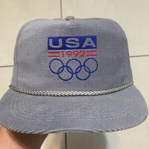 USA 1992 Barcelona Olympics Rope Corduroy Hat Cap-Gray
